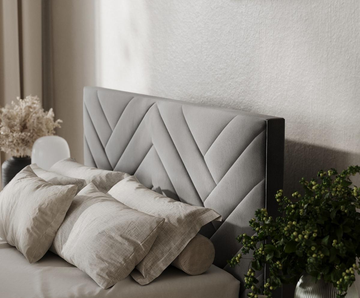 POLSTERBETT Arco 160/200 cm Grau im Kronos Stoff - Schwarz/Naturfarben, Holz/Holzwerkstoff (160/200cm) - AltaBeds
