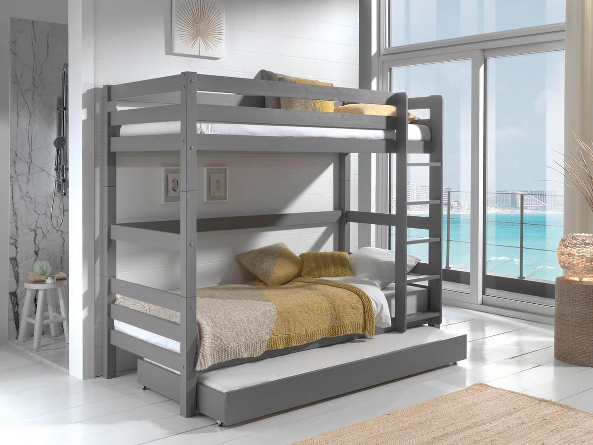 ETAGENBETT Karolina 210x161x105 aus Massivholz in grau - Grau, Holz (90/200cm) - 58aufmkessel