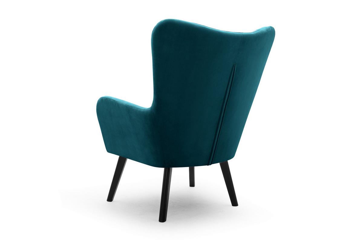 SESSEL DINA, Klassisch Loungesessel ergonomisch, Velours-Stoff Blau - Blau, Holz/Holzwerkstoff (76/100/78cm) - MASSENO