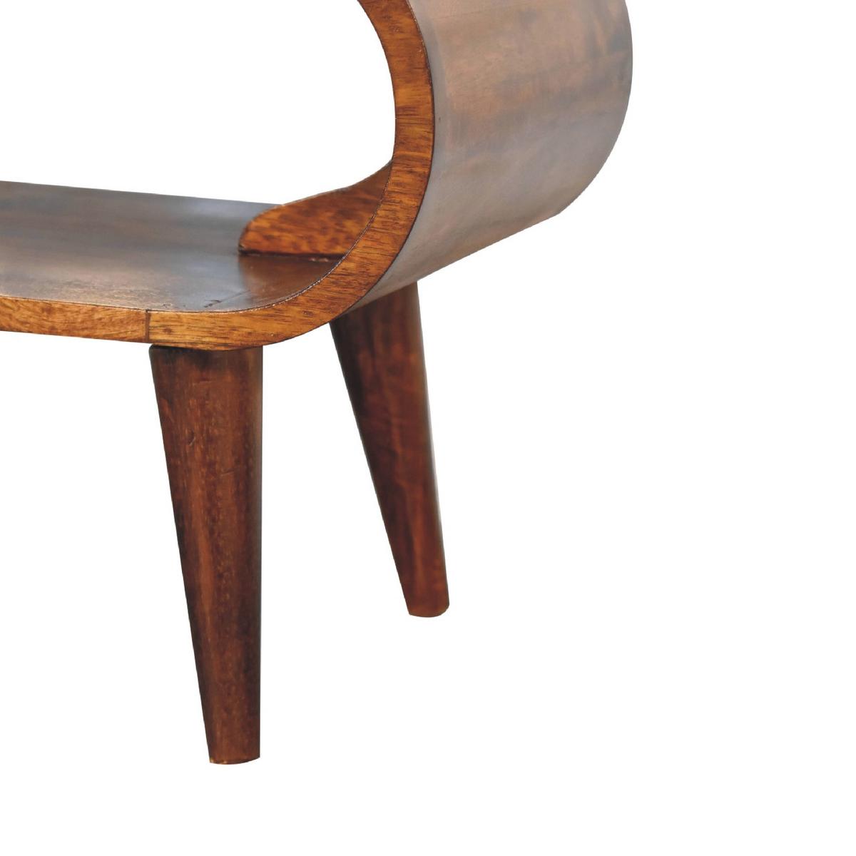 COUCHTISCH aus Massivholz Offener Stauraum, Nordische Beine, Braun - Kastanienfarben/Messingfarben, Holz/Metall (35/90/40cm) - Artisan Furniture