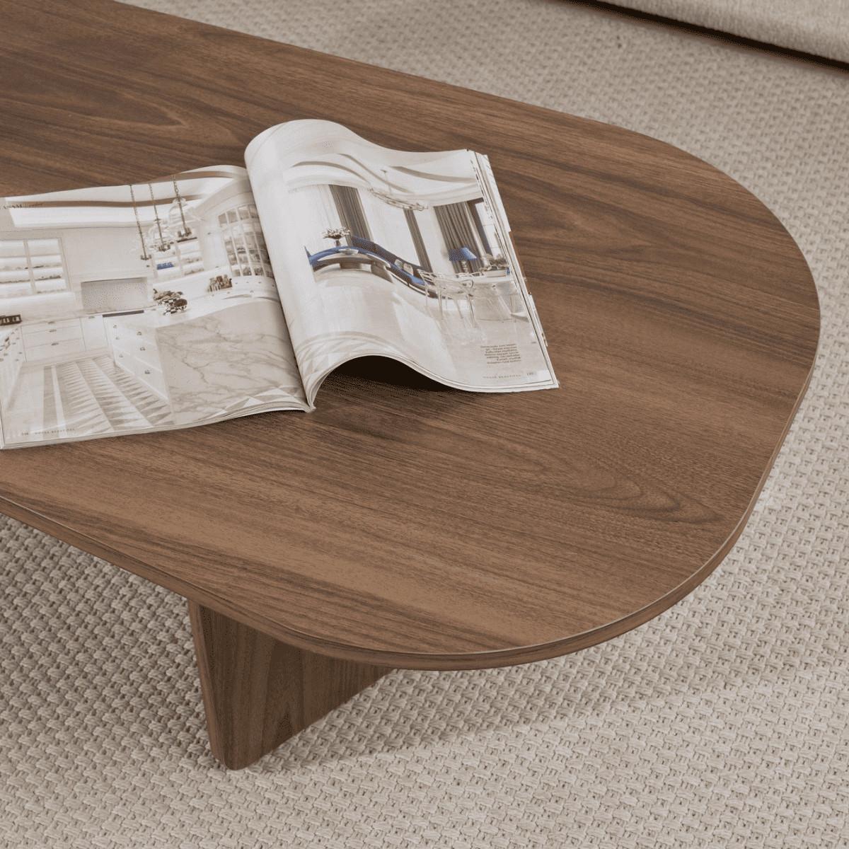 COUCHTISCH mit abgerundeter Tischplatte L130 cm 65/130/40 cm - Naturfarben, Holzwerkstoff (70/65/40cm) - Calicosy