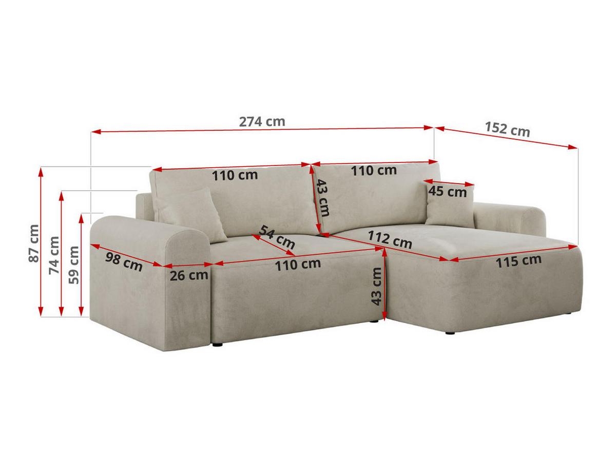 ECKSOFA NELSON Beige Velvet - Beige/Schwarz, Kunststoff/Textil (274/152cm) - MKS
