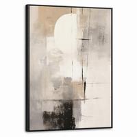 LEINWAND Bilder mit Rahmen - Abstrakt - Kunst - Grau - 60x80 - Hellgrau, Textil (60/80cm) - MuchoWow