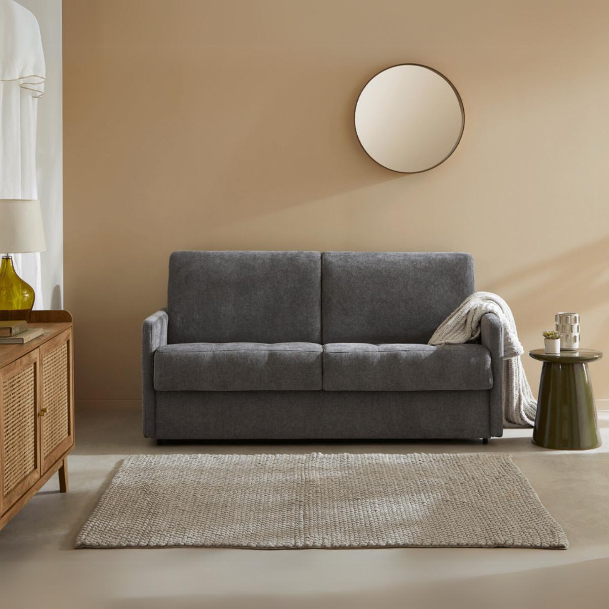 SCHLAFSOFA 3-sitzer mit express-Öffnung in stoff cosenza 175/100/87 cm - Grau, Holz (175/87/100cm) - Calicosy