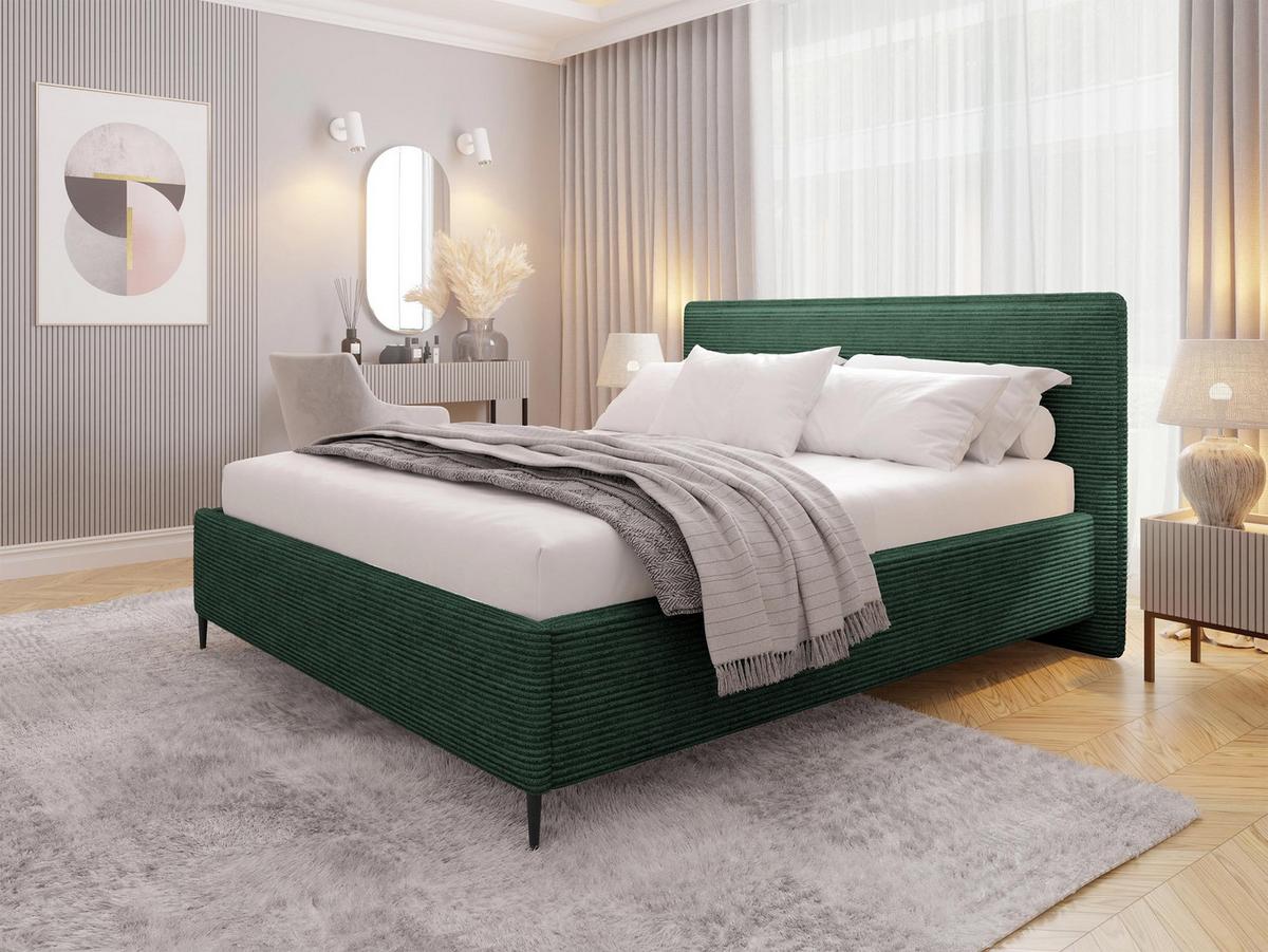 POLSTERBETT Puretta - Schwarz/Grün, Holzwerkstoff/Textil (160/200cm) - MIRJAN24