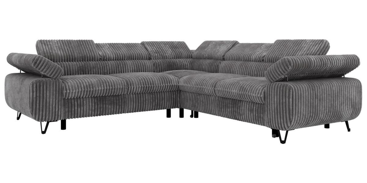 ECKSOFA QUADRO L - Grau Cord - Links Seite - Schwarz/Grau, Textil/Metall (269/269cm) - MKS