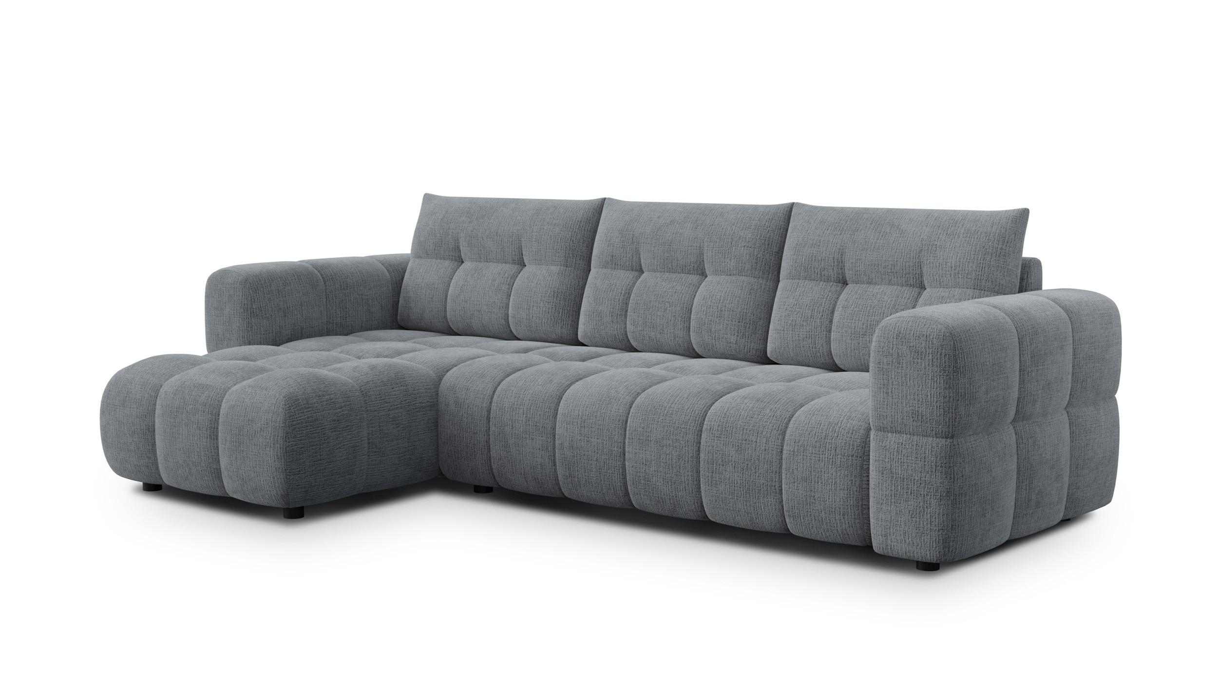 ECKSOFA CLOUDI 4-Sitzer links, dunkelgrau - Dunkelgrau/Schwarz, Holz/Textil (294/160cm) - Wozimo