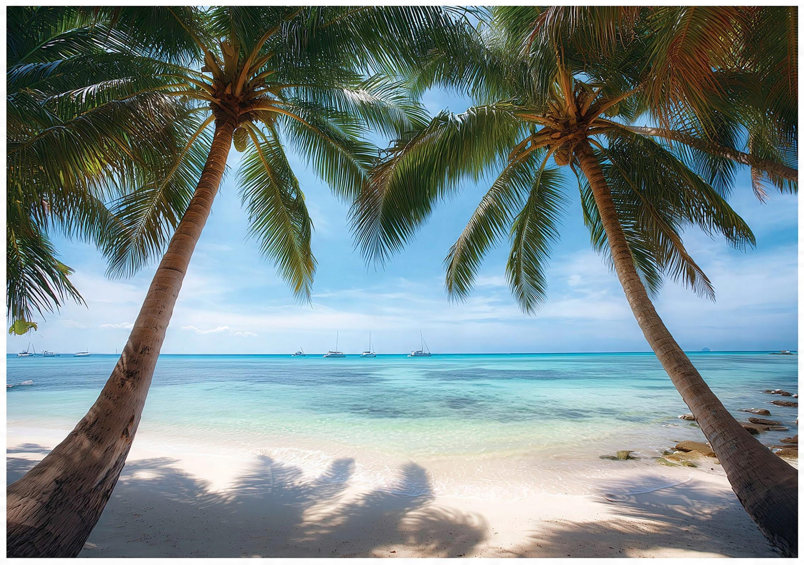 FOTOTAPETE 3D Effekt Strand Meer Hawaii Wohnzimmer 200x140 - Multicolor, Papier (200/140cm) - Wallarena