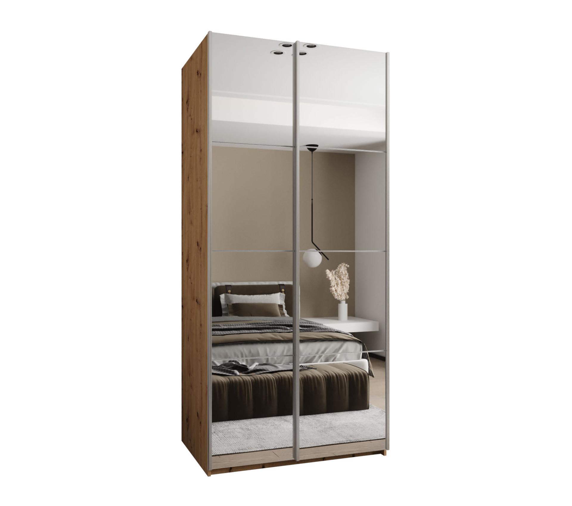 SCHWEBETÜRENSCHRANK 245,5/100/64 2-türig - Silberfarben/Weiß, Holz/Metall (100/245/64cm) - Abiks Möbel