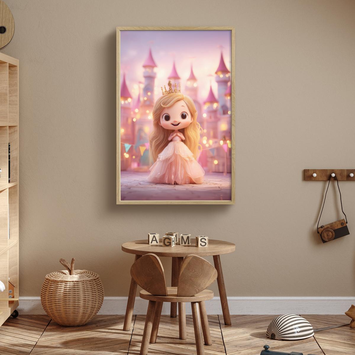 WANDLEUCHTE MIT AKKU Prinzessin - Rosa - Schloss 70x100 cm - Rosa, Holzwerkstoff (70/100/8cm) - OnlyWow