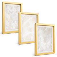 BILDER SET 3er Set - 20x30 cm Goldrahmen - Pastellfarbene Marmorstrukturen - Goldfarben, Kunststoff (20/30cm) - TULUP