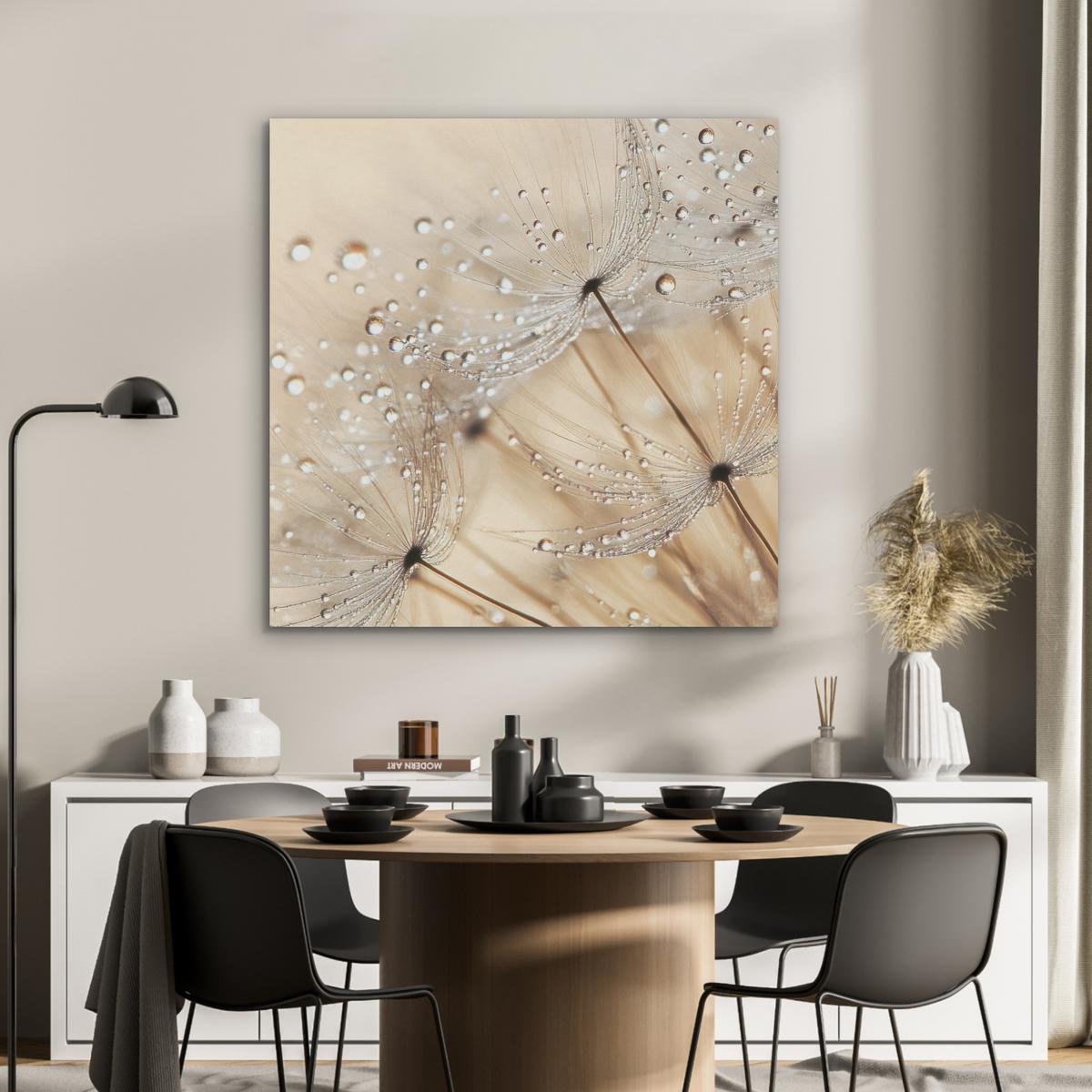 AKUSTIKBILD Löwenzahn - Abstrakt - Natur - Beige Akustikpaneele 90x90 cm - Braun, Kunststoff (90/90/0.9cm) - MuchoWow