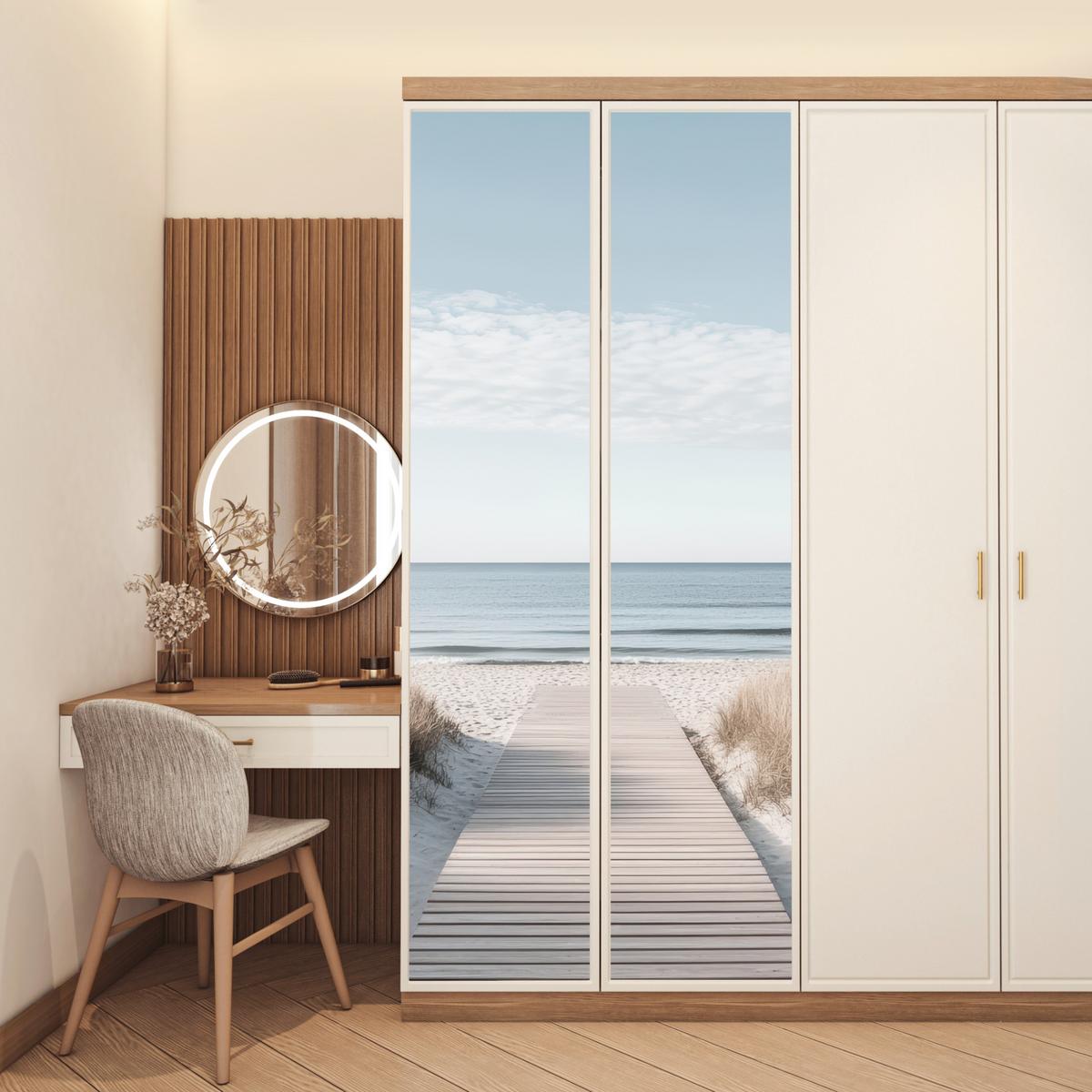 TÜRAUFKLEBER Pfad - Strand - Dünen - Natur 90x235 cm - Türtapete - Hellgrau, Kunststoff (90/0.1cm) - MuchoWow