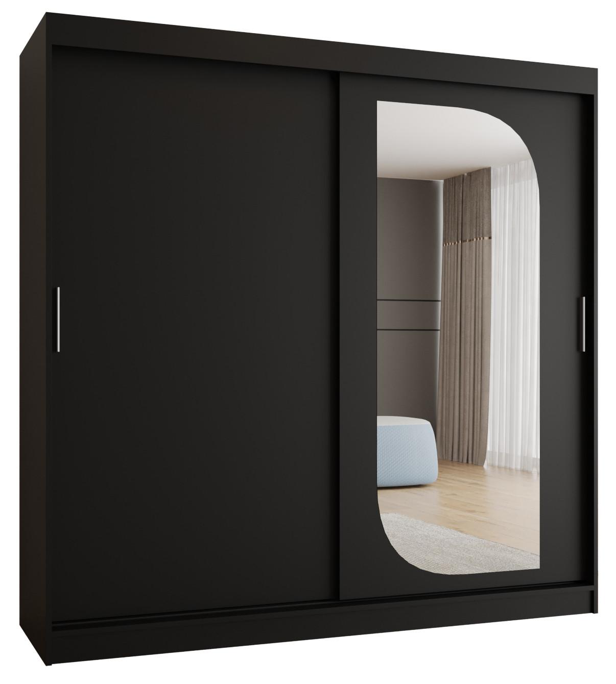 SCHIEBETÜRENSCHRANK mit Spiegel LUCY 200/200/62 2-türig - Silberfarben/Schwarz, Holz (200/200/62cm) - MÖBEL KRYSPOL
