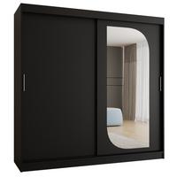 SCHIEBETÜRENSCHRANK mit Spiegel LUCY 200/200/62 2-türig - Silberfarben/Schwarz, Holz (200/200/62cm) - MÖBEL KRYSPOL