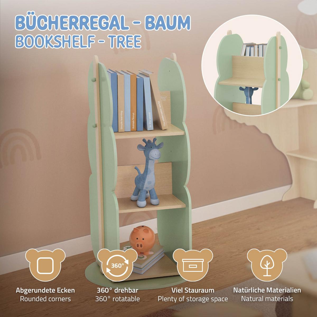 BÜCHERREGAL Baum - Naturfarben, Holz (48/96.5/47cm) - Joyz