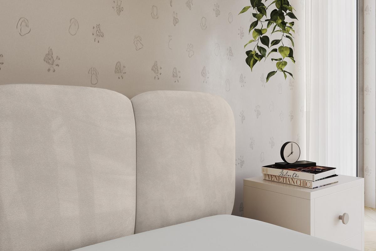 EINZELLBETT Jugendbett mit Bettkasten, Links - AVRY 80x200 Beige - Ecru/Beige, Holzwerkstoff/Textil (80/200cm) - ALTDECOR
