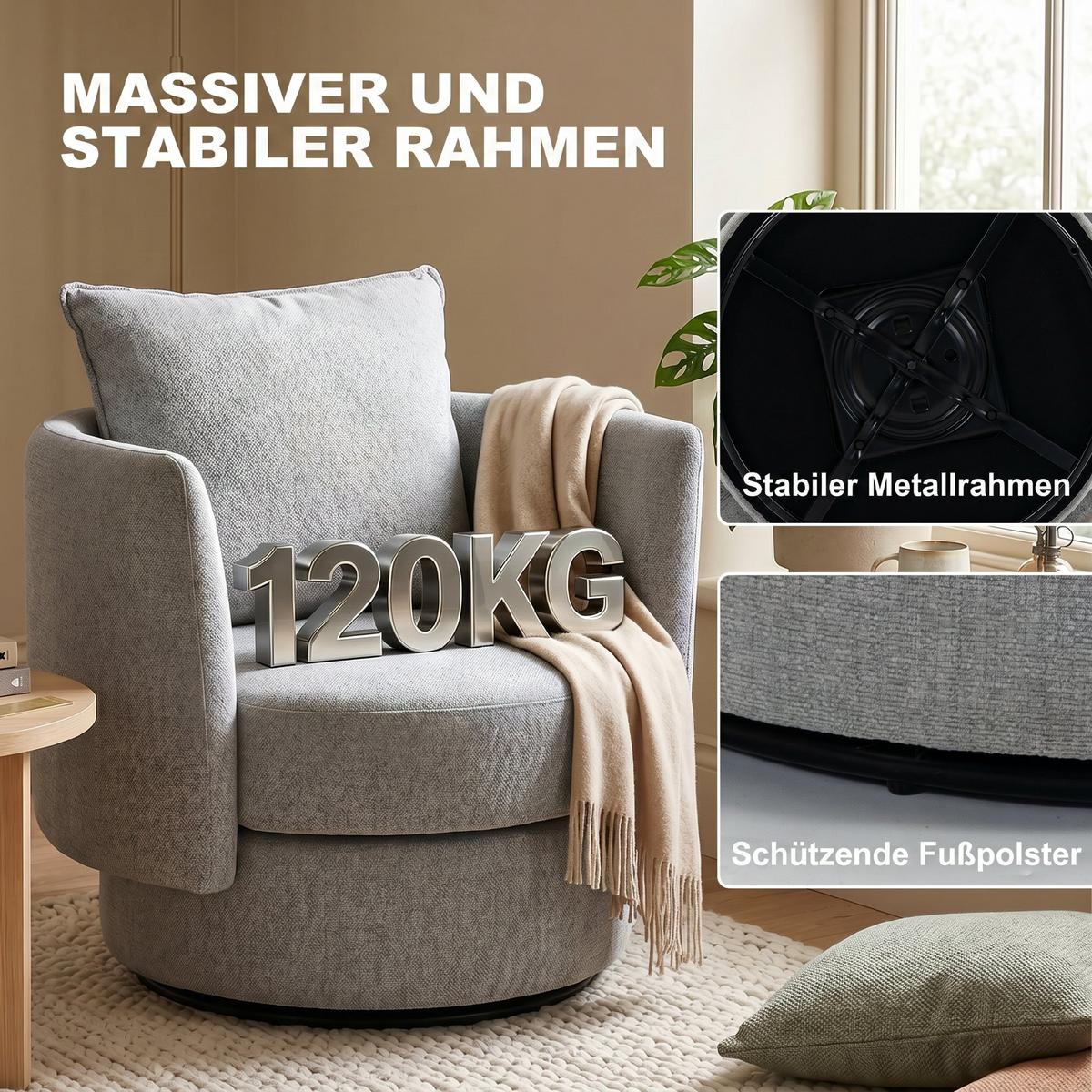 SESSEL Polyester Hellgrau - Hellgrau, Textil (79/84/85cm) - HOMCOM