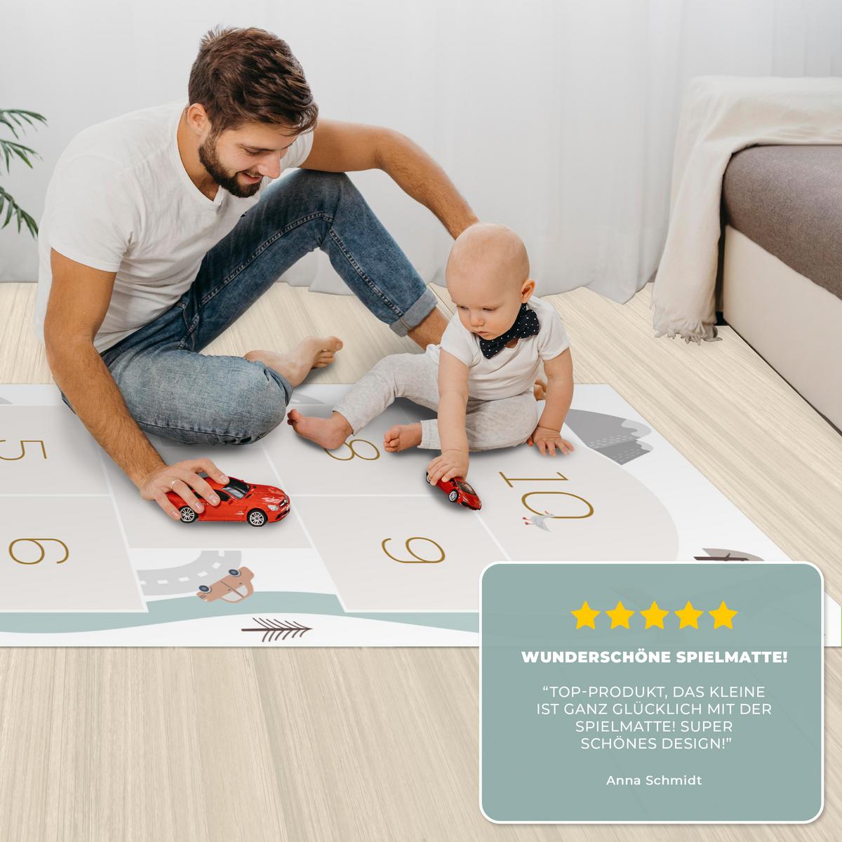 KINDERTEPPICH Hinkelpad - Auto - Straße - Kinder - Fluss Kinderzimmer 90x270 cm - Creme, Kunststoff (90/0.3cm) - OnlyWow
