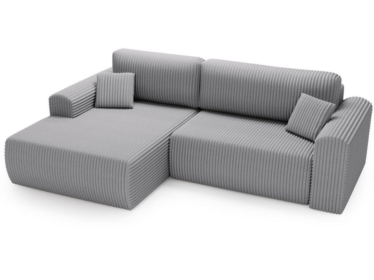 ECKSOFA Belvio Hellgrau Links - Hellgrau/Schwarz, Holz/Textil (257/177cm) - Graingold