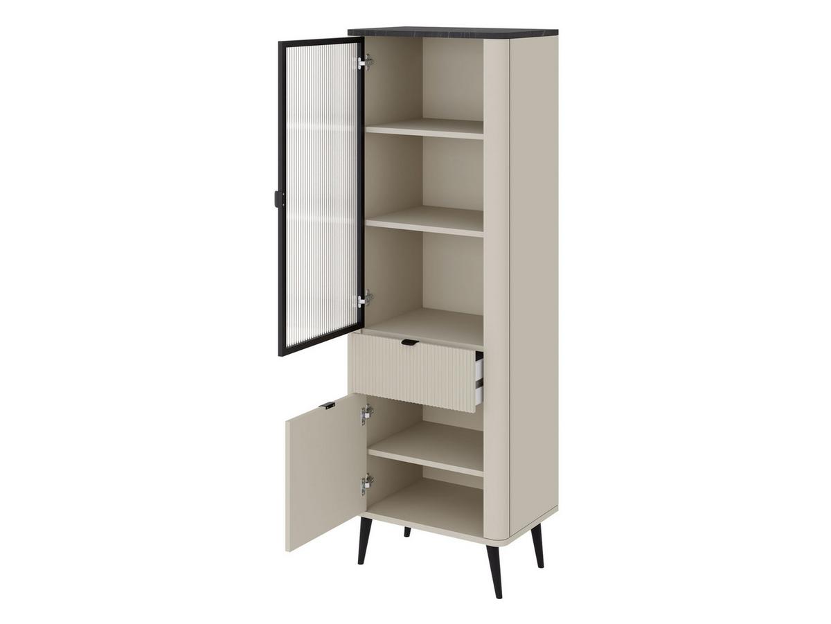 VITRINE Marly 1S1D1W RE03 - Kaschmir/Goldfarben, Holzwerkstoff/Metall (60/191/40cm) - MIRJAN24