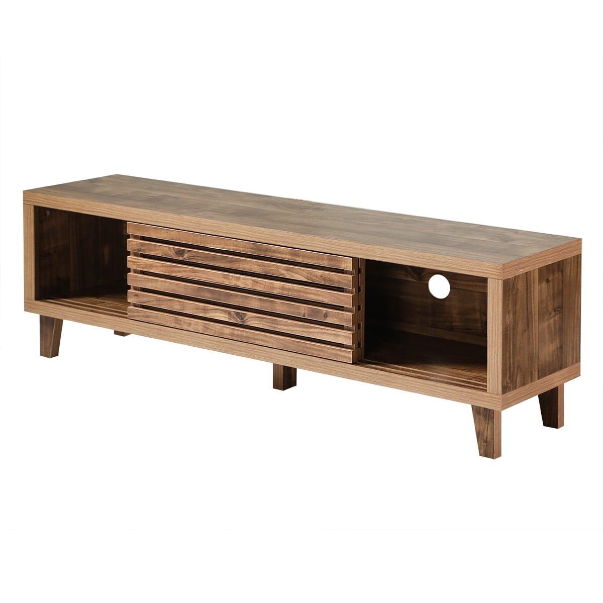 TV-MÖBEL mit 2 Schiebetüren 35/140/45 cm - Nussbaumfarben, Holzwerkstoff (35/45/43cm) - Calicosy