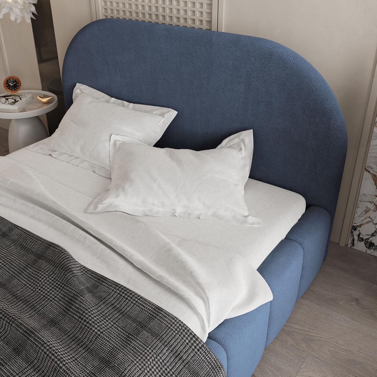 POLSTERBETT FLUSSO 180x200 cm mit Bettkästen - Blau - Blau, Holz (180/200cm) - MASSENO