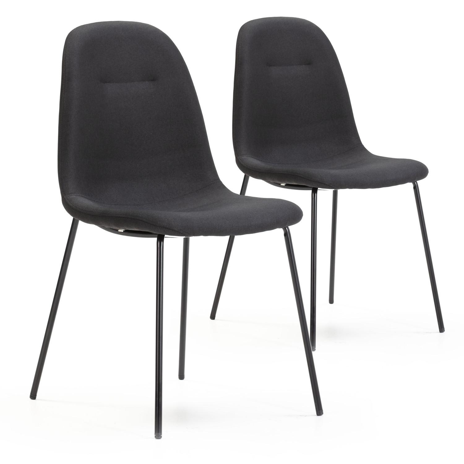 STUHL 2er-Set Brenda Schwarz - Schwarz, Textil/Metall (54/85/44cm) - VS Venta-stock
