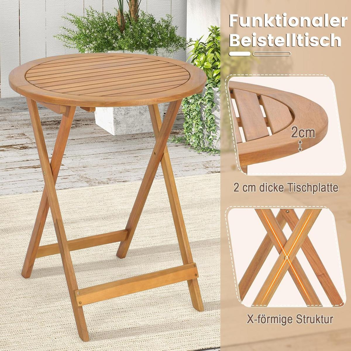 BARHOCKER SET Natur(3-teilig) - Naturfarben, Holz - COSTWAY