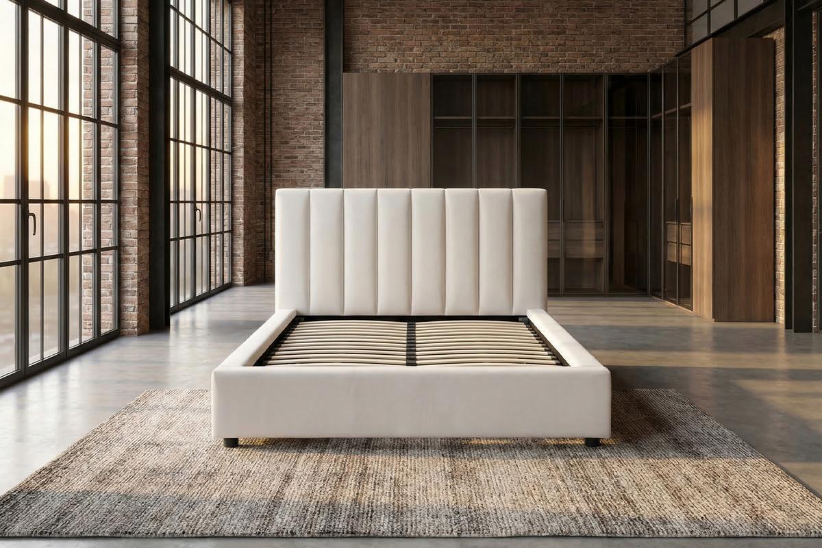 POLSTERBETT CATTURA Cremeweiß Velvet - Creme/Weiß, Textil (140/200cm) - KAWOLA