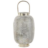 LATERNE Metall 40 cm Gold Lantau - Goldfarben/Weiß, Metall (25/40/25cm) - Beliani