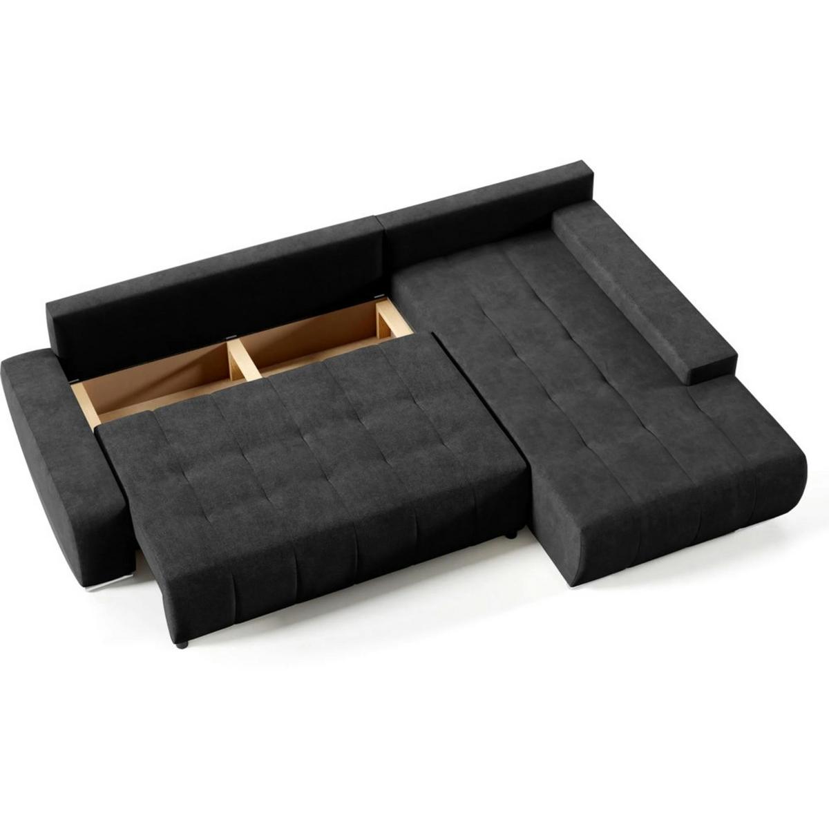 ECKSCHLAFSOFA Draco mit Schlaffunktion, rechts, Anthrazit - Anthrazit/Schwarz, Textil/Metall (267/186cm) - Beautysofa