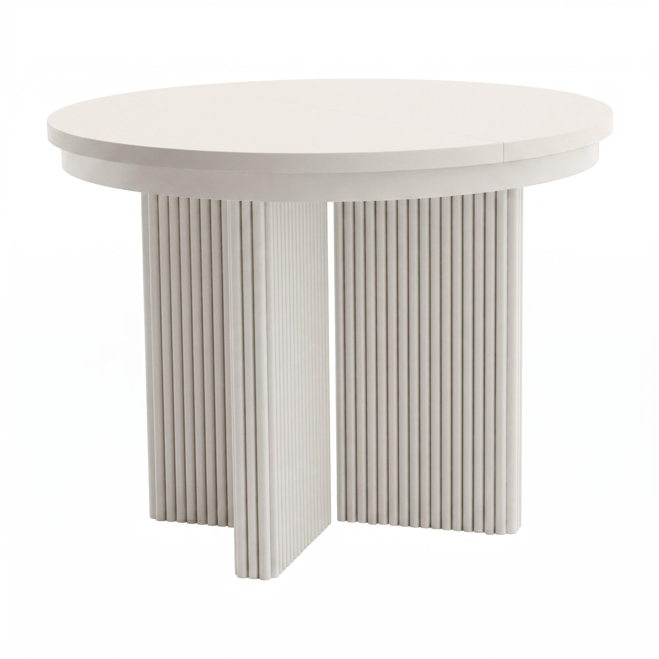 ESSTISCH Prestige runder Design-Tisch, ausziehbar Ø 100–180 cm, Kaschmir+Kaschmir - Kaschmir, Metall (100/100/77cm) - Beautysofa