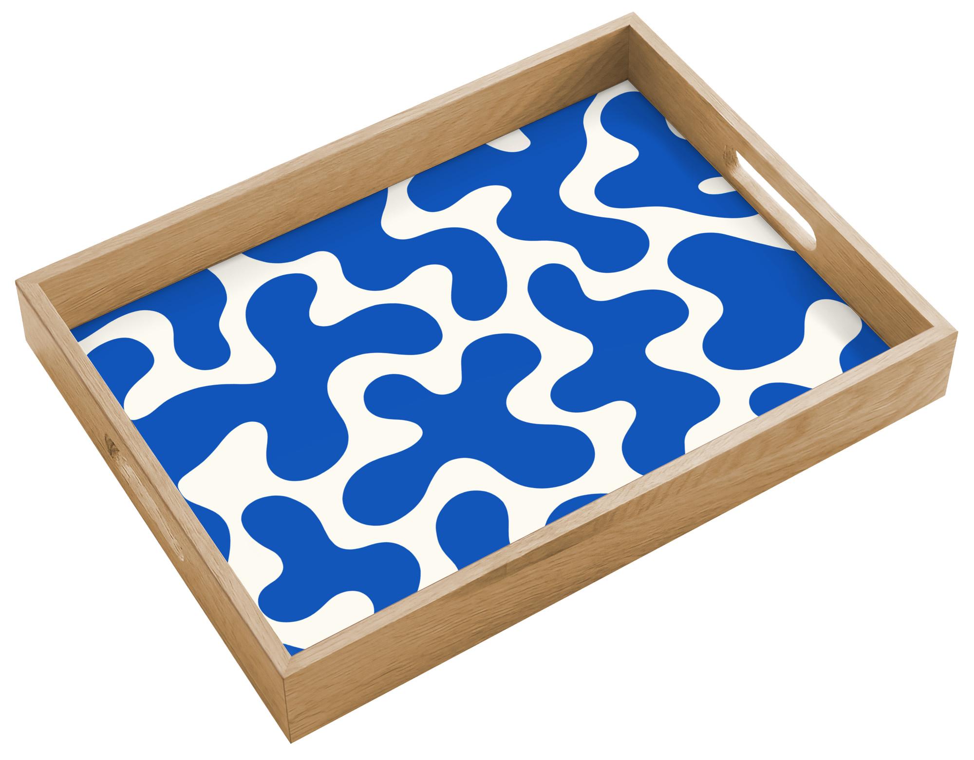 TABLETT Formen - Abstrakt - Blau - Wellen 40x30 cm - Blau, Holz (40/5/5cm) - OnlyWow