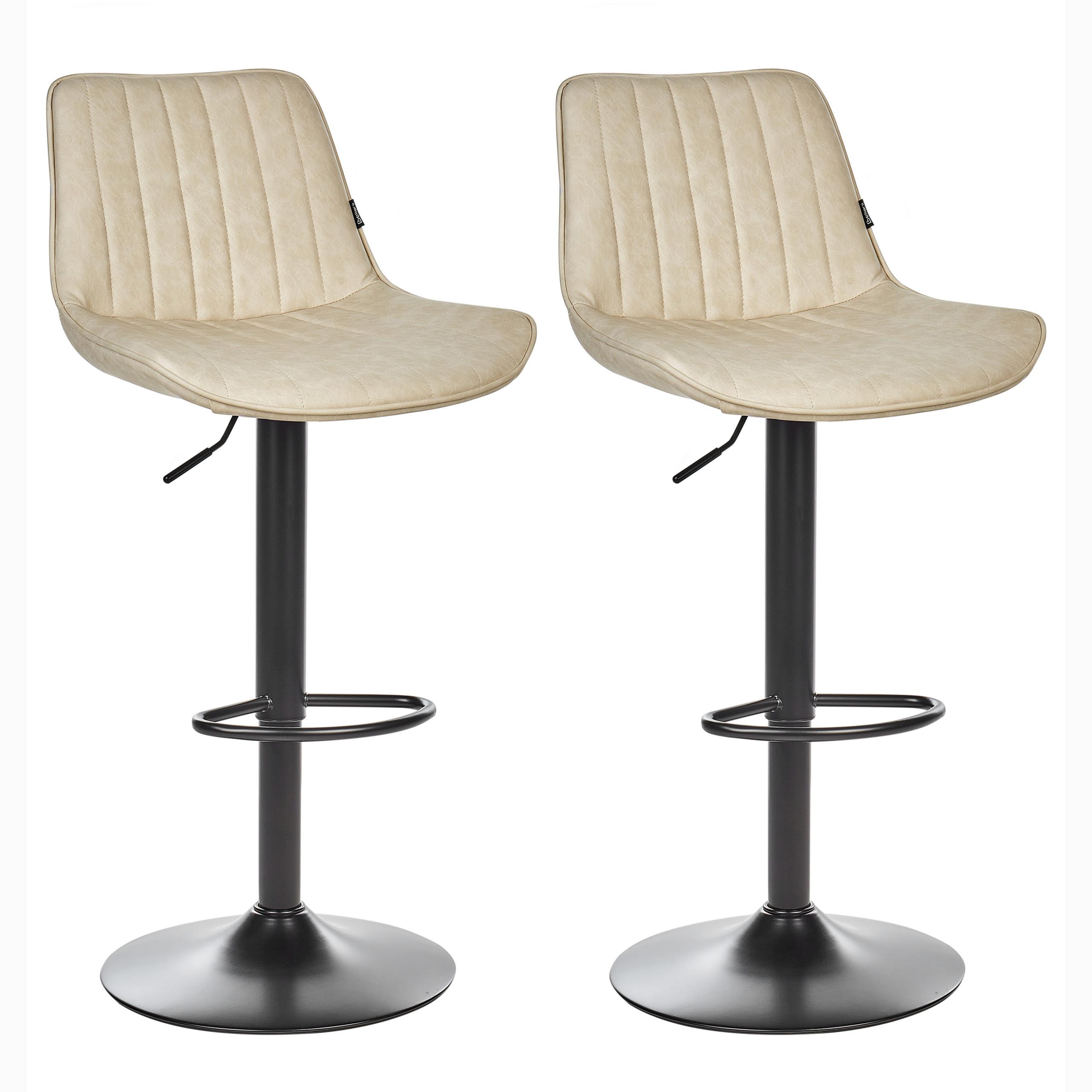 BARHOCKER 2er-Set Kunstleder Helles Beige Dubrovnik - Beige/Schwarz, Kunststoff (51/88/54cm) - Beliani