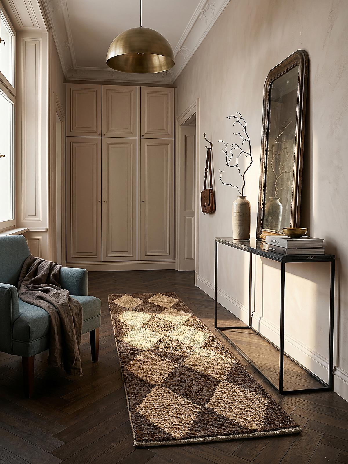 JUTETEPPICH BAIN, mit Rautenmuster, Braun, 80 x 230 cm - Braun, Textil (230/80cm) - KADIMA DESIGN