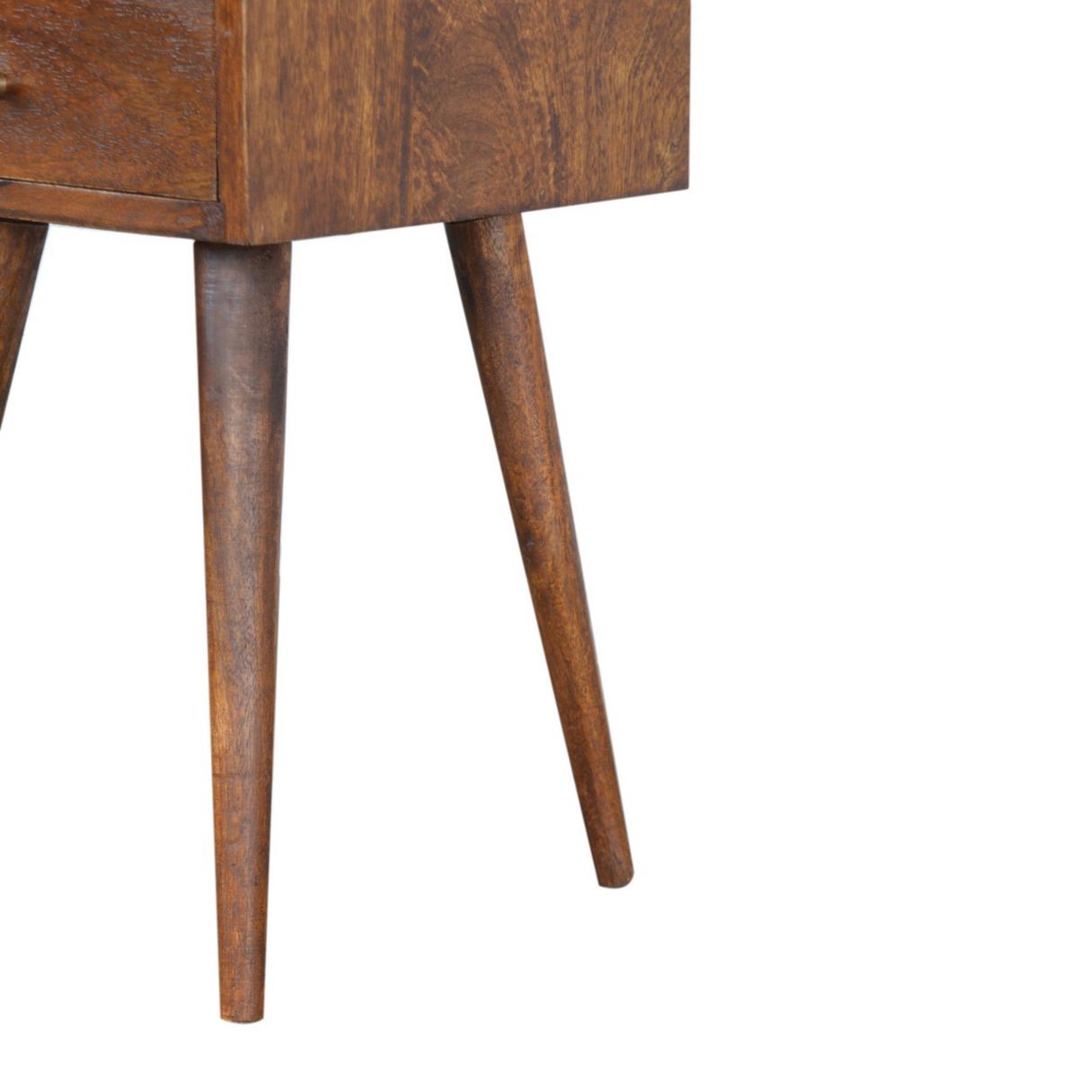 NACHTTISCH aus Massivholz, 1 Schublade, 1 Offene Lagerung, Nordische Beine, Braun - Messingfarben/Braun, Holz/Metall (30/57/30cm) - Artisan Furniture
