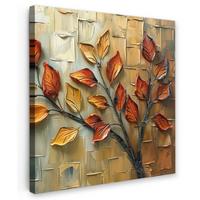 LEINWANDBILD Baum - Abstrakt - Natur - Kunst Deko Groß 90x90 cm - Goldfarben, Textil (90/90cm) - MuchoWow