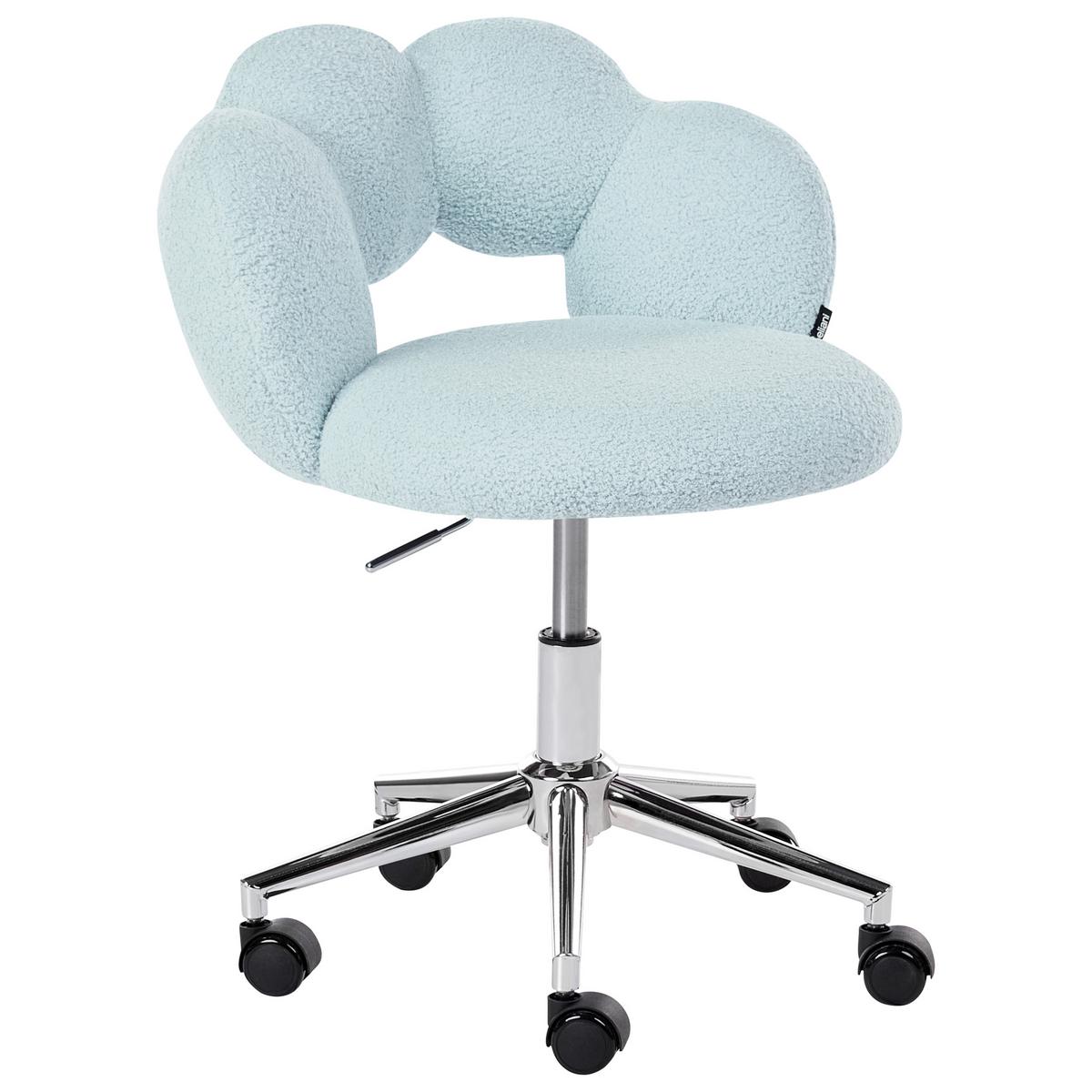 SCHREIBTISCHSTUHL Bouclé Hellblau Whizzy - Hellblau, Textil (59/64/50cm) - Beliani