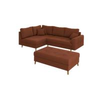 ECKSOFA inkl. Hocker Alma Terrakotta Cord - Ottomane links - Terracotta/Braun, Holz/Textil (231/161cm) - S-Style Möbel