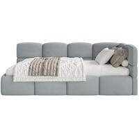 JUGENDBETT Cloudy Grau 90x200 cm, Kopfteil rechts, Samt - Schwarz/Grau, Kunststoff/Textil (90/200cm) - Selsey
