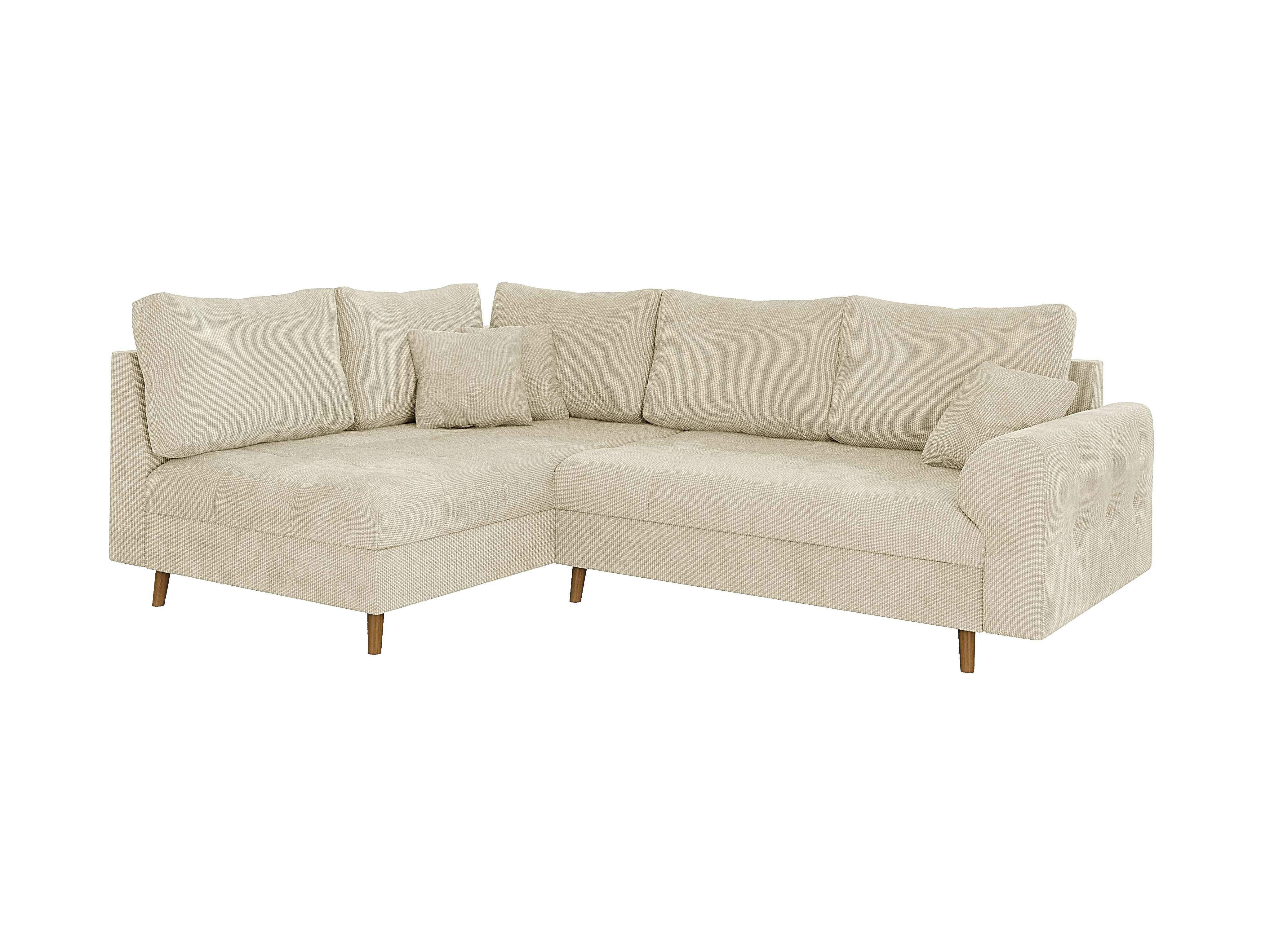 ECKSOFA Sigurd Beige Chenille - Ottomane links - Beige/Braun, Holz/Textil (231/161cm) - S-Style
