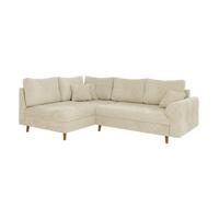 ECKSOFA Sigurd Beige Chenille - Ottomane links - Beige/Braun, Holz/Textil (231/161cm) - S-Style