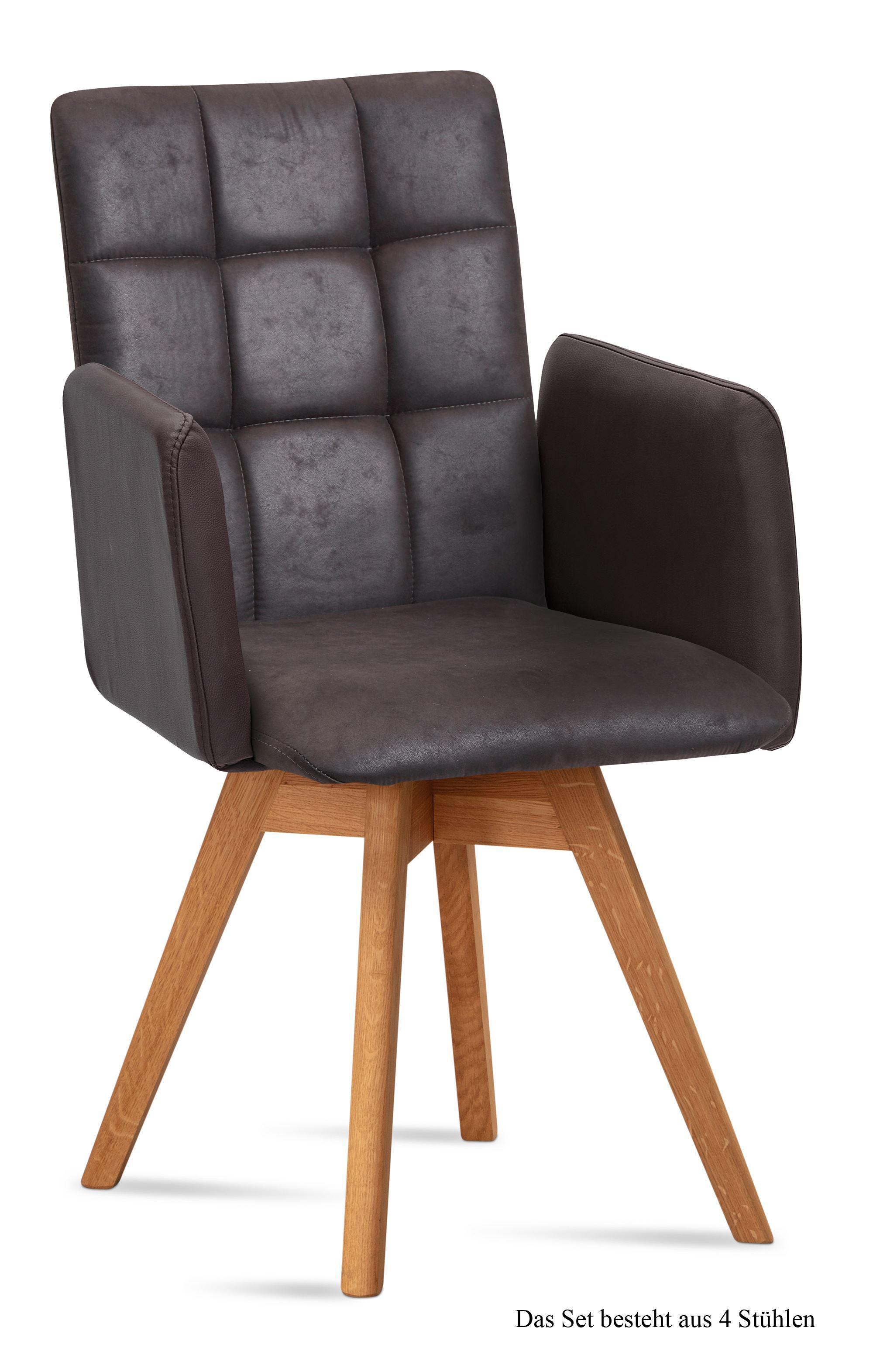 ARMLEHNSTUHL drehbar (4er-Set) Dorie 52x91x60 Eiche geölt/Espresso - Eichefarben/Dunkelbraun, Kunststoff (60/91/52cm) - 58aufmkessel