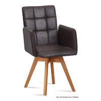 ARMLEHNSTUHL drehbar (4er-Set) Dorie 52x91x60 Eiche geölt/Espresso - Eichefarben/Dunkelbraun, Kunststoff (60/91/52cm) - 58aufmkessel