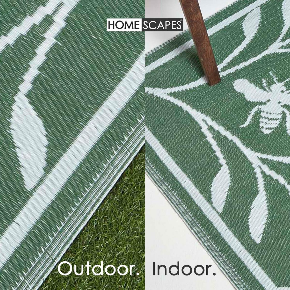 OUTDOORTEPPICH floral, Bienen-Design 122/182 cm - Waldgrün, Kunststoff (122/182cm) - Homescapes