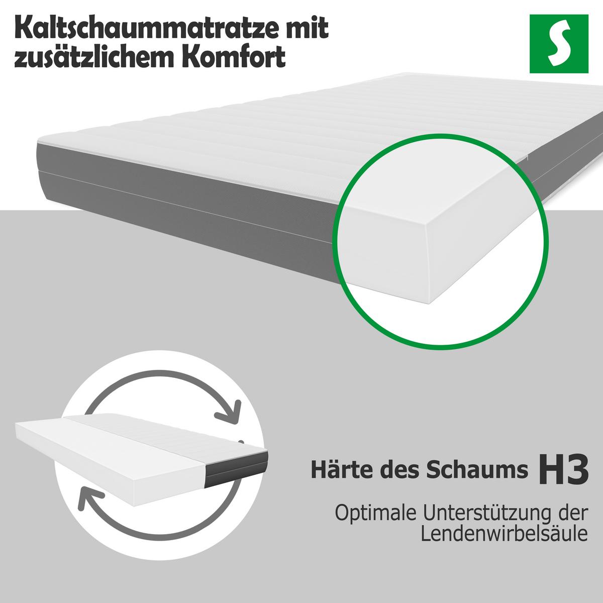 KALTSCHAUMMATRATZE 120x200 cm – 7 Zonen Matratze - Weiß, Textil (120/200cm) - Schlaftroll
