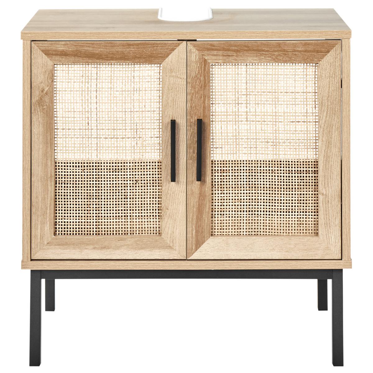 WASCHBECKENUNTERSCHRANK Heller Holzfarbton Rosell - Hellbraun, Holzwerkstoff (60/60/40cm) - Beliani