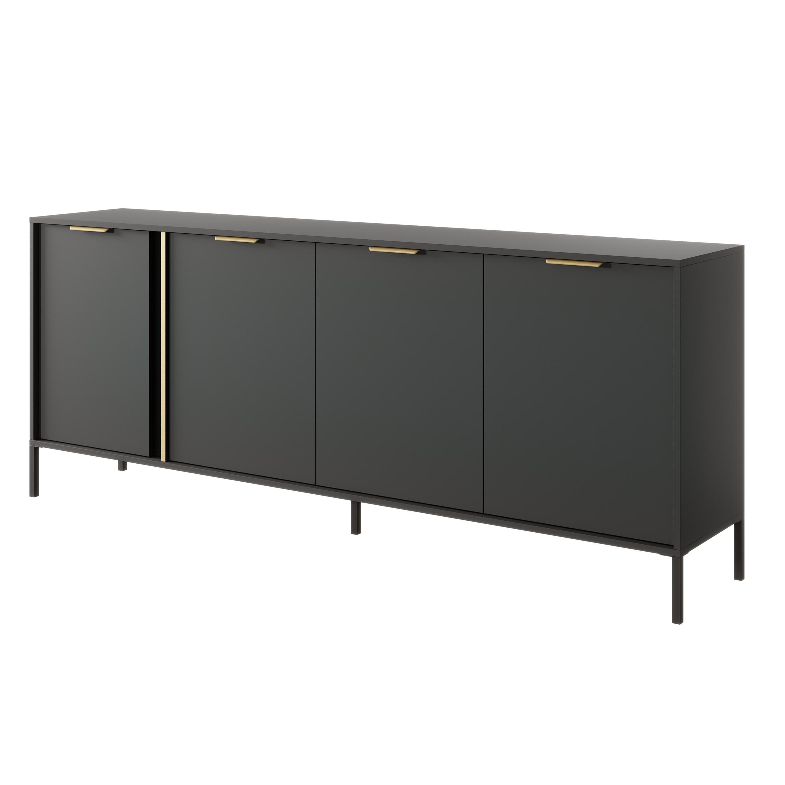 SIDEBOARD LORENZO 203/81/40 cm mit 4 Türen Anthrazit - Anthrazit, Holzwerkstoff (203/81/40cm) - MASSENO