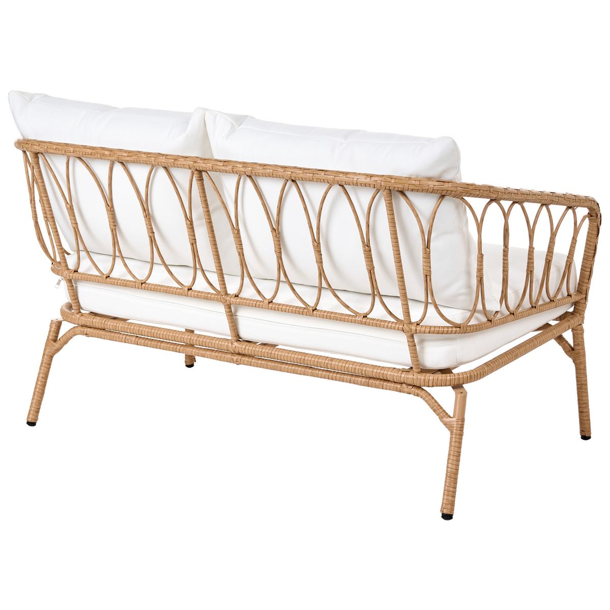 GARTENSOFA 2-Sitzer mit Bank Polyrattan Hellbraun Follo - Hellbraun/Braun, Kunststoff (130/89/66cm) - Beliani